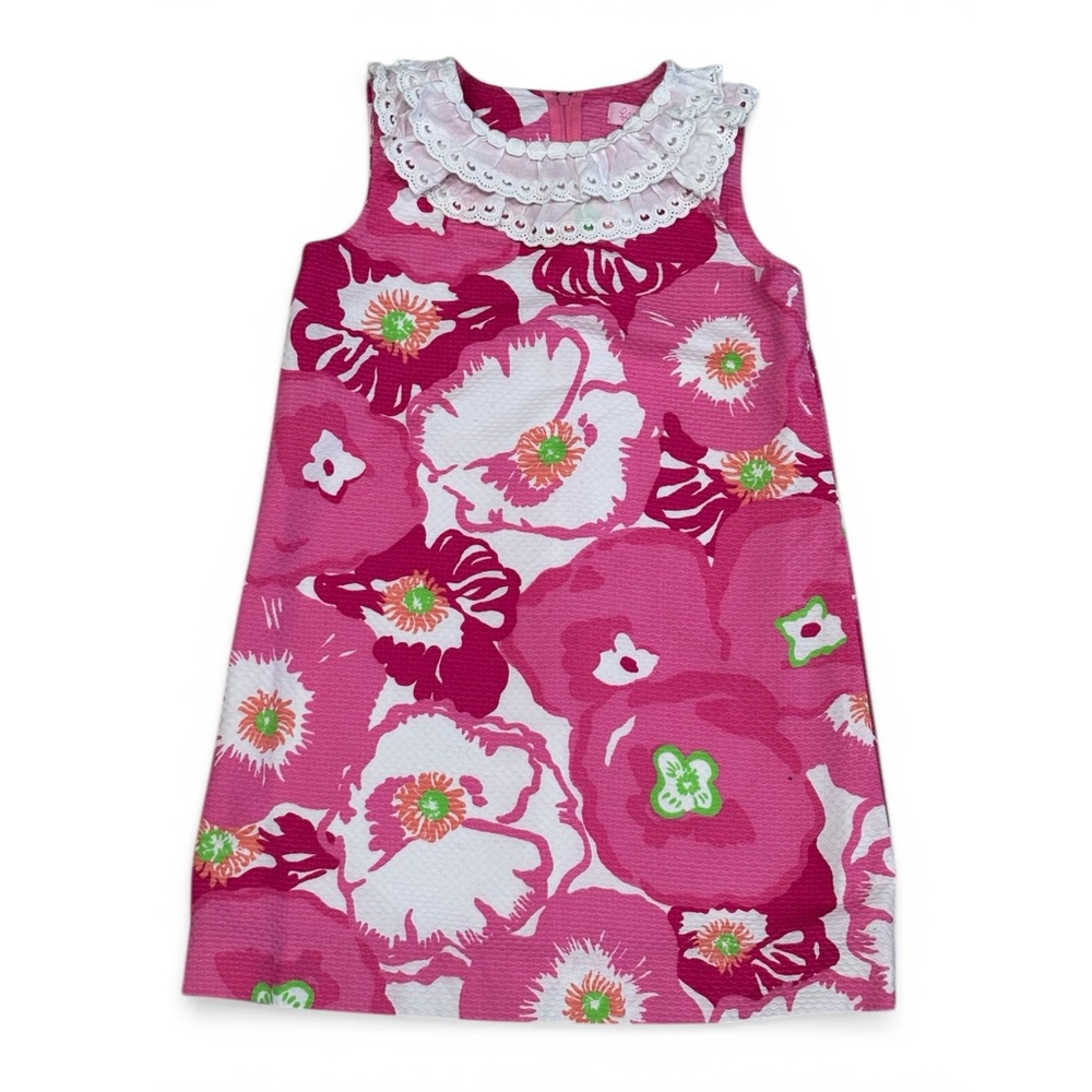 Lilly Pulitzer little girls shift dress in Hotty Pink Cherry Begonias